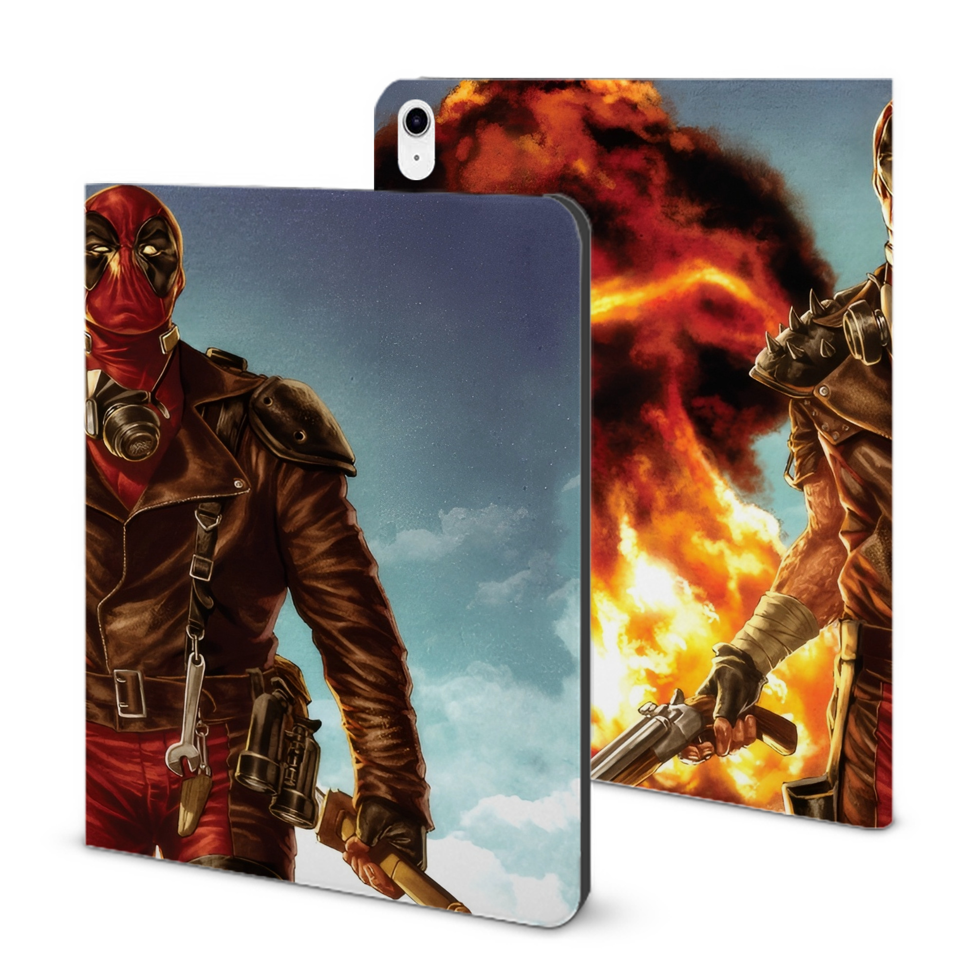 （画像用） Deadpool デッドプール IPad ケース ブック型 PUレザー TPU 耐衝撃 軽量 薄型 ペン収納なし 全面保護 IPad 各モデル対応